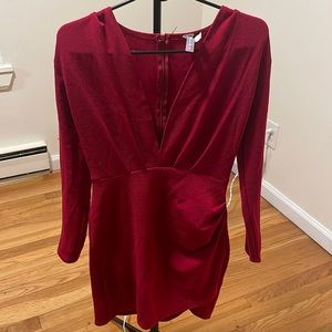 Red dress v cut sexy